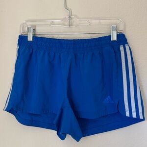 Adidas Women's Blue Pacer 3-Striped Aeroready Athletic Shorts | Size Medium.